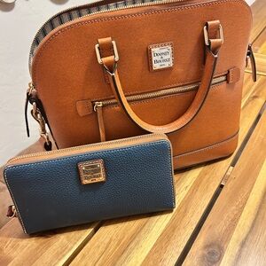 Dooney & Bourke Brown and Blue Satchel Set